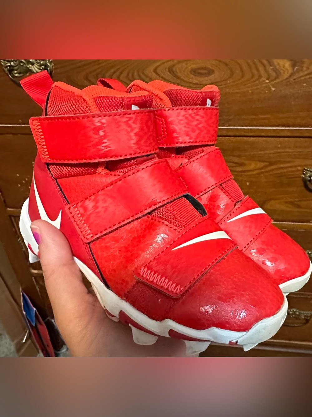 Nike Fast Flex Force Red Velcro High-Top Football Cleats